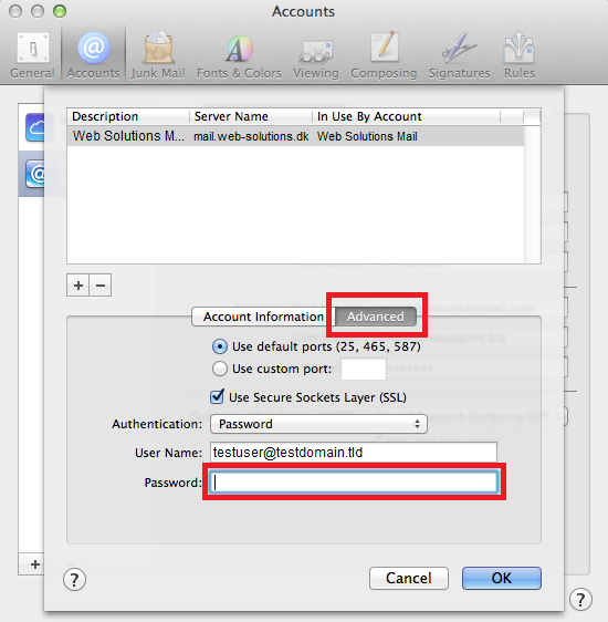 how do i change my mac mail password