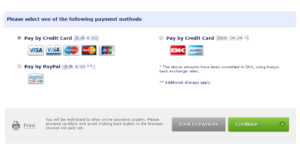 Choose the payment with Credit Card and press Continue