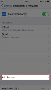 In Accounts section choose Add Accounts.